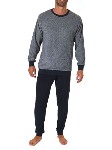 NORMANN langarm Frottee Schlafanzug Pyjama Bündchen - 82401 in blau