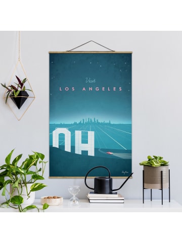 WALLART Stoffbild mit Posterleisten - Reiseposter - Los Angeles in Blau