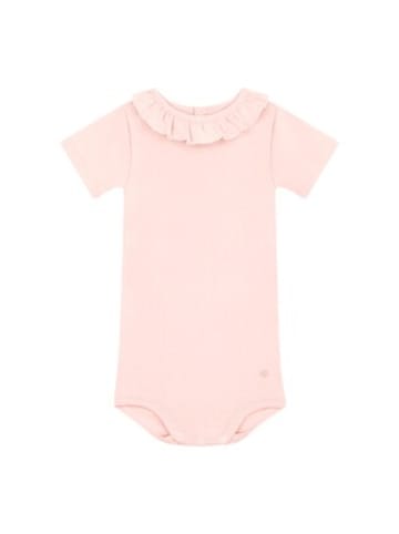 PETIT BATEAU Body kurzarm Rüschenkragen in Rosa