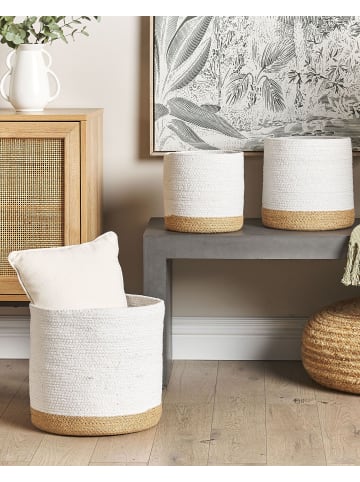 Beliani 3er-Set Korb BASIMA in Beige/Weiß