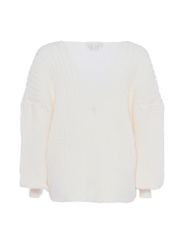 faina Damen Strickpullover Mit Pailletten in WOLLWEISS