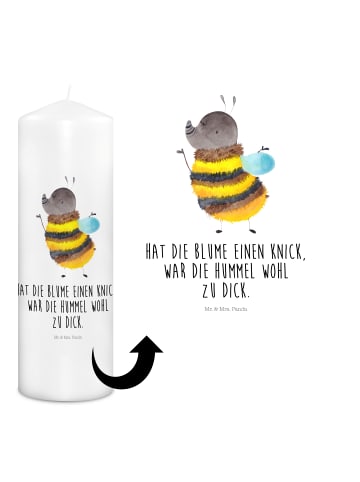 Mr. & Mrs. Panda Weihnachtskerze Hummel flauschig mit Spruch in Weiß