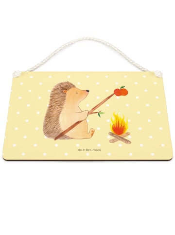 Mr. & Mrs. Panda holzbild Igel Grillen ohne Spruch in Gelb Pastell