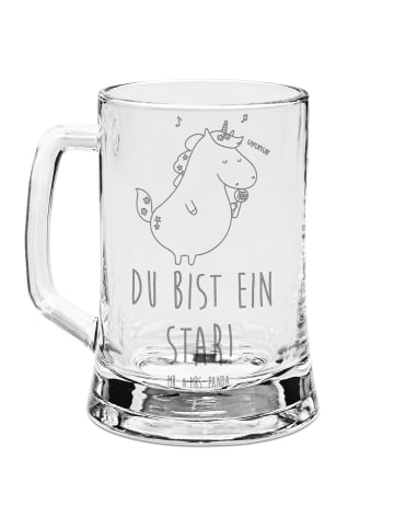 Mr. & Mrs. Panda Gravur Bierkrug Einhorn Sänger mit Spruch in Transparent