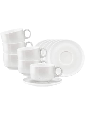 Seltmann Weiden 6er Set Milchkaffeetassen mit Untertassen Sento Home in 350 ml in Aura white