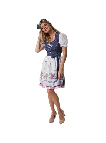 tectake Frauenkostüm Mini-Dirndl Garching Modell 1 in blau/weiß
