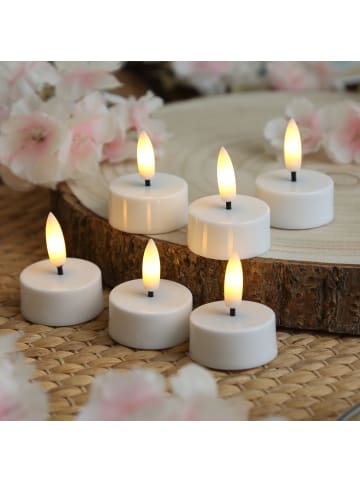 Adilina 6x LED Teelichter mit Batterien Timer flackernd D: 3,8cm weiß
