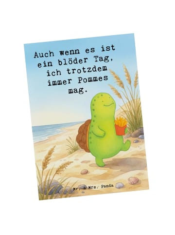 Mr. & Mrs. Panda Grußkarte Schildkröte  Pommes Design mit Spruch in Weiß
