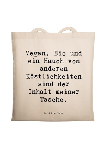 Mr. & Mrs. Panda Tote Bag Spruch Tragetasche Veganeien mit Spruch in Creme