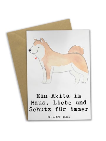 Mr. & Mrs. Panda Motivkarte Akita Inu Liebe mit Spruch in Weiß