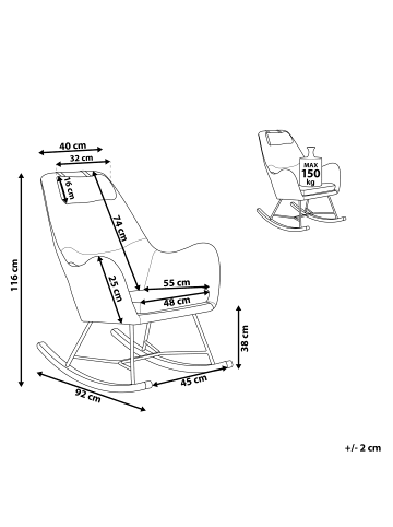 Beliani Schaukelsessel ARRIE in Gelb/Schwarz/Braun - (W) 48 x (H) 116 x (L) 92 cm