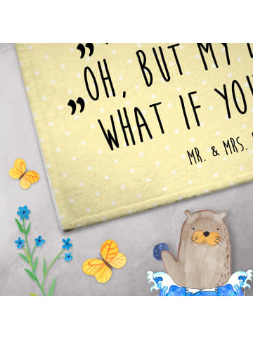 Mr. & Mrs. Panda Gästehandtücher Rotkehlchen Federn mit Spruch in Gelb Pastell