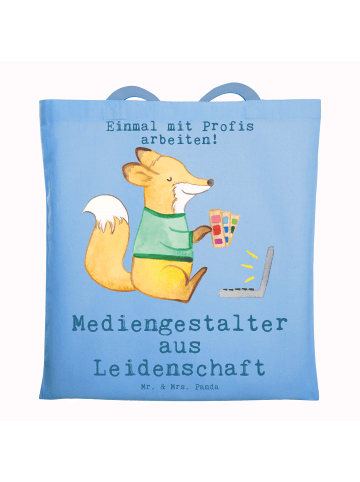 Mr. & Mrs. Panda Tote Bag Mediengestalter Leidenschaft mit Spruch in Sky Blue