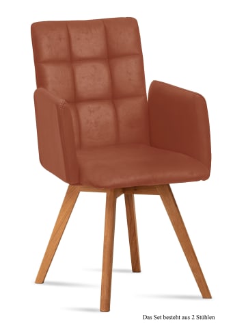 58 aufm Kessel ARMLEHNSTUHL (2er-Set) Dione 52x91x60 Eiche geölt/Cognac
