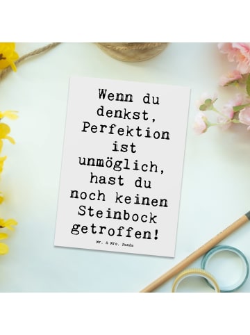 Mr. & Mrs. Panda bildkarte Spruch Steinbock Perfektion mit Spruch in Weiß