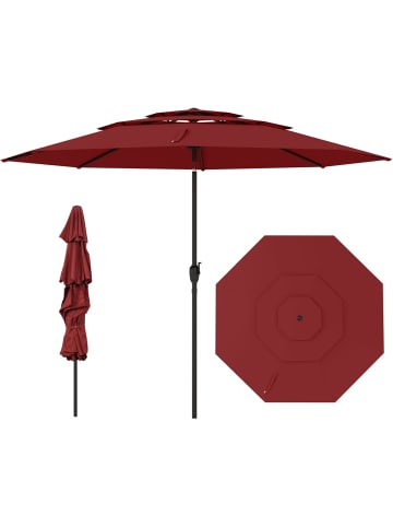 COSTWAY 300cm Sonnenschirm windfest stabil in Rot