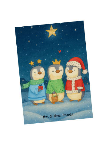 Mr. & Mrs. Panda Grußkarte Winterzeit Heilige drei Könige Design... in Weiß