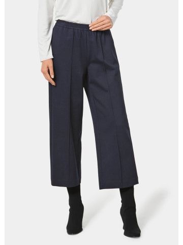 GOLDNER Kurzgröße: Verkürzte Jersey-Hose VERA mit Biesen in marine