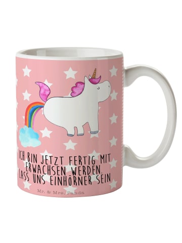 Mr. & Mrs. Panda Tasse Einhorn Pupsen mit Spruch in Rot Pastell