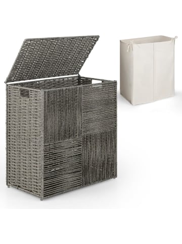 COSTWAY 110L Wäschekorb mit Deckel in Grau