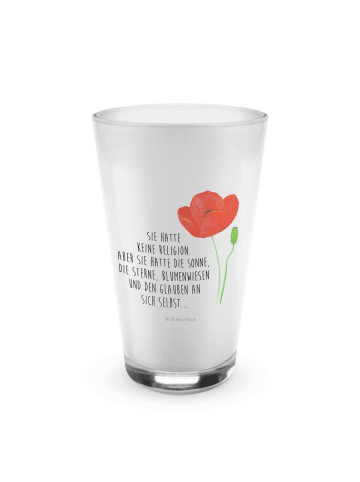 Mr. & Mrs. Panda Glas Blume Mohnblume mit Spruch in Transparent