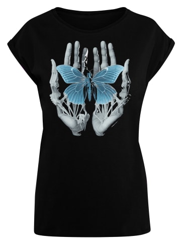 F4NT4STIC T-Shirt Skelett Hände Schmetterling in schwarz