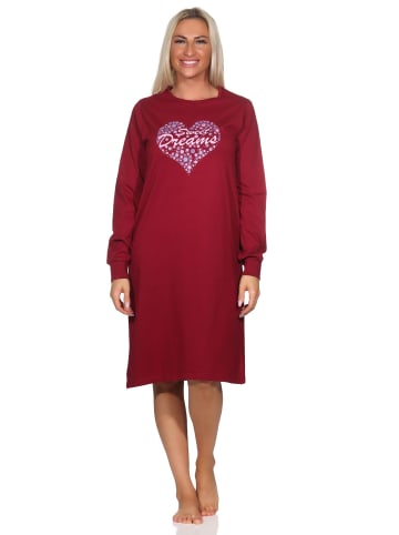 NORMANN langarm Nachthemd Bündchen Herz - 82020 in beere