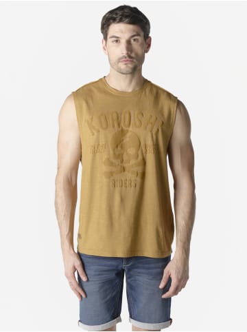 KOROSHI Herren t-shirt boxen baumwolle druck in gold