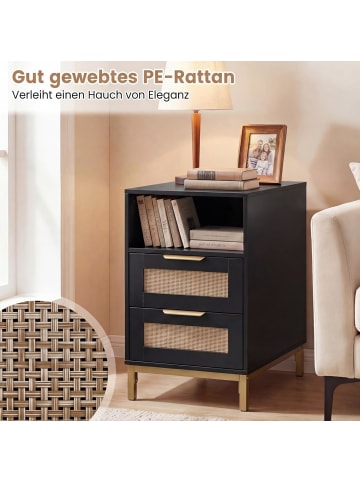 COSTWAY Nachttisch mit Ladestation 60 × 35 × 61 cm in Schwarz