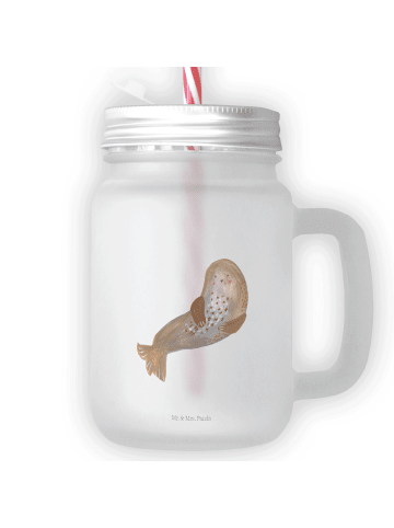 Mr. & Mrs. Panda Blümchentailglas Robbe Lachen ohne Spruch in Transparent