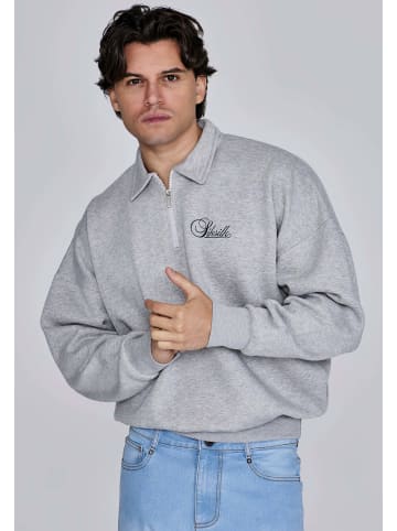 SikSilk Sweatshirt Essentials Polo in Grey Marl