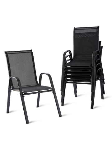 relaxdays 6 x Gartenstühle in Anthrazit - (B)56 x (H)90 x (T)65 cm