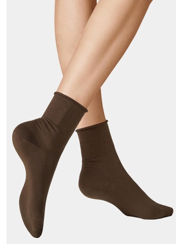 Kunert Socken Sensual Cotton Rollrand in Brown