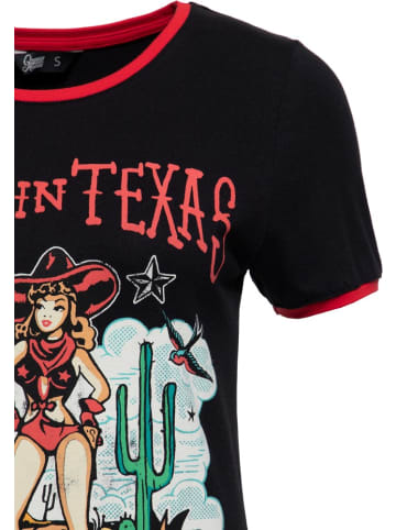 Queen Kerosin Shirt "Contrast T-Shirt Deep in Texas" in Schwarz