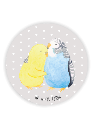 Mr. & Mrs. Panda Rund Magnet Wellensittich Liebe ohne Spruch in Grau Pastell