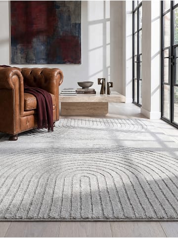 KADIMA DESIGN Teppich Kurzflor Geometrisch pflegeleicht Wohnzimmer Schlafzimmer Flur in Grau