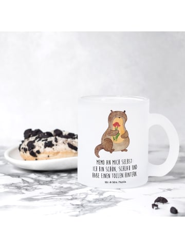 Mr. & Mrs. Panda Tasse Otter Blumenstrauß mit Spruch in Transparent