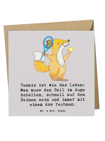 Mr. & Mrs. Panda Deluxe Karte Tennis Lebensweisheit mit Spruch in Grau Pastell