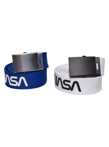Mister Tee Mister Tee Unisex NASA Belt 2-Pack extra long in blue/wht