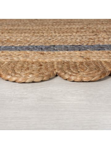 KADIMA DESIGN Jute-Teppich Naturfaser PLYM Geometrisch Boho Wohnzimmer in Braun-Grau