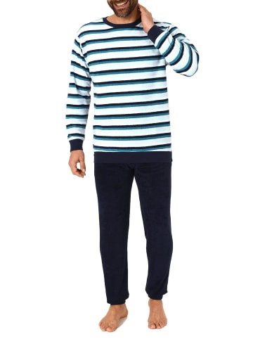 NORMANN Frottee Pyjama Schlafanzug Bündchen Streifen - 49748 in türkis