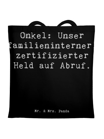 Mr. & Mrs. Panda Tragetasche Onkel-Held mit Spruch in Schwarz