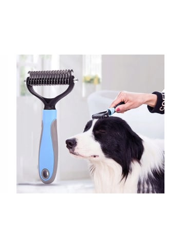 Wisam® Zweiseitige Fellpflege- und Reinigungsbürste für Hund Katze Blau/Schwarz