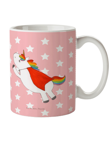 Mr. & Mrs. Panda Camping Tasse Einhorn Super ohne Spruch in Rot Pastell