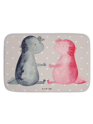 Mr. & Mrs. Panda Badezimmerteppich Axolotl Liebe ohne Spruch in Grau Pastell