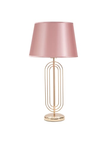 Mauro Ferretti Tischleuchte aus goldfarbenem Metall mit rosa Lampenschirm, Ø 33 x 64 cm