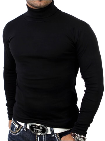 RESLAD Sweatshirt sportlicher Rolli in schwarz