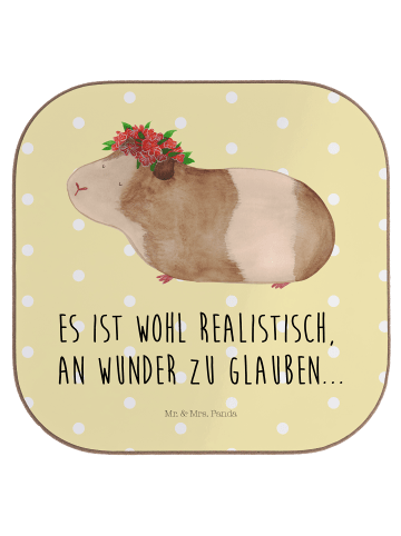 Mr. & Mrs. Panda Bierdeckel Meerschweinchen Weisheit mit Spruch in Gelb Pastell