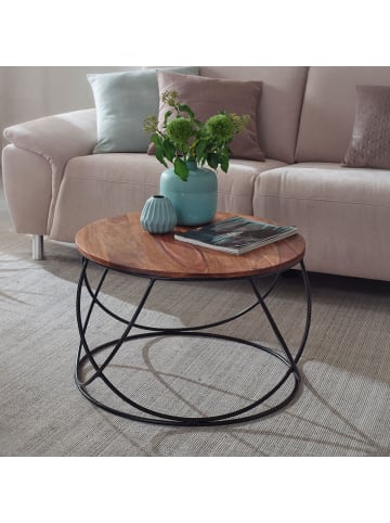 KADIMA DESIGN Couchtisch | Sheesham/Metall, 60x60x40cm, Industrial