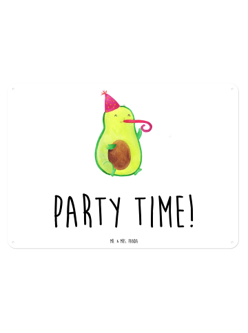 Mr. & Mrs. Panda Blechschild Avocado Party Zeit mit Spruch in Weiß